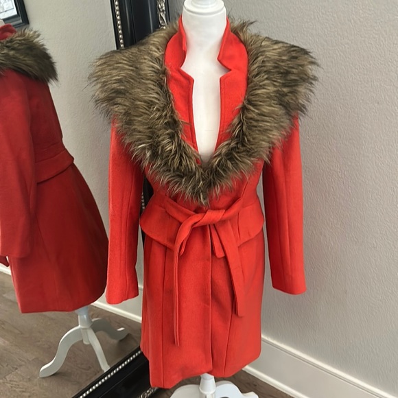 Tracy Reese Jackets & Blazers - Like NEW Anthropologie Tracy Reese Wool Tie Waist Fur Peacoat Coat Jacket Size 6